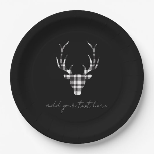Personalized Black  Deer Christmas Paper Plates Papieren Bordje (Voorkant)