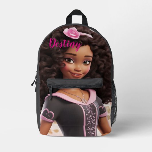 Personalized Black doll Bedrukte Rugzak (Voorkant)