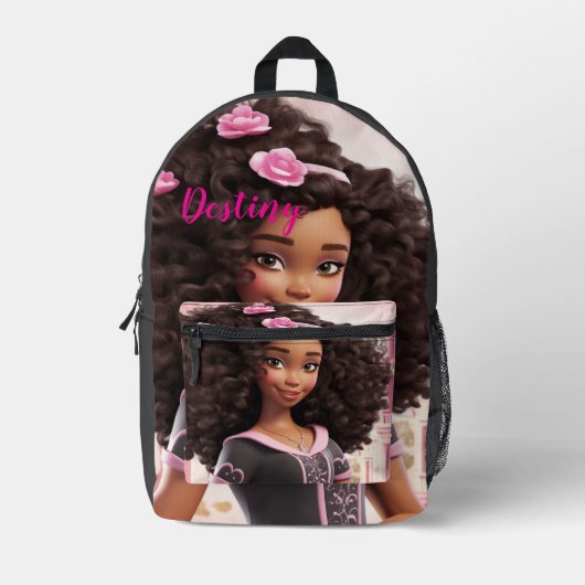Personalized Black doll Bedrukte Rugzak (Voorkant)
