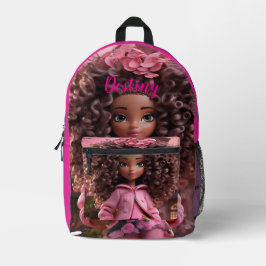 Personalized Black doll  Bedrukte Rugzak