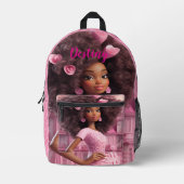 Personalized Black doll plaid Bedrukte Rugzak (Voorkant)