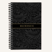 Personalized Black Floral Pattern Notitieboek (Voorkant)