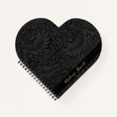 Personalized Black Floral Pattern Notitieboek (Voorkant)