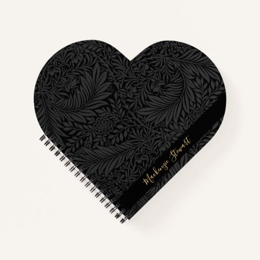 Personalized Black Floral Pattern Notitieboek (Voorkant)
