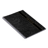 Personalized Black Floral Pattern Notitieboek (Rechterzijde)