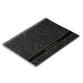 Personalized Black Floral Pattern Notitieboek (Linkerzijde)