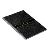 Personalized Black Floral Pattern Notitieboek (Rechterzijde)