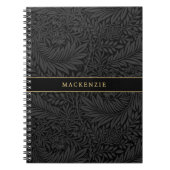 Personalized Black Floral Pattern Notitieboek (Voorkant)