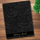 Personalized Black Floral Pattern Notitieboek
