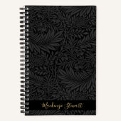 Personalized Black Floral Pattern Notitieboek (Voorkant)