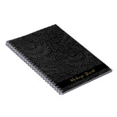 Personalized Black Floral Pattern Notitieboek (Rechterzijde)