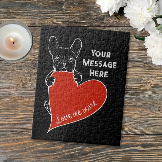 Personalized Black French Bulldog with a Red Heart Legpuzzel