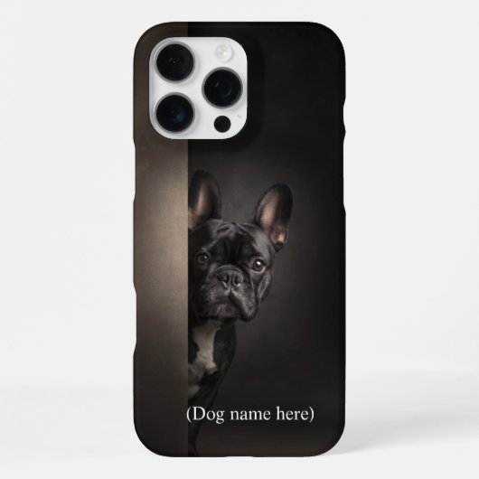 Personalized Black Frenchie Portrait iPhone Hoesje (Achterkant)