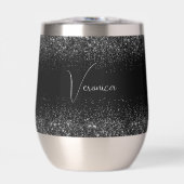 Personalized Black Glitter Stainless Wine Tumbler (Avant)