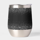 Personalized Black Glitter Stainless Wine Tumbler (Gauche)