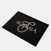 Personalized Black gold monogrammed  Deurmat (Schuin)