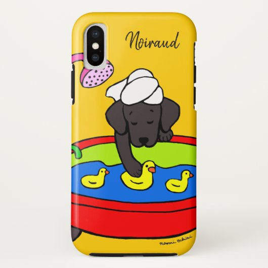 Personalized Black Labrador Rubber Ducks Case Dark (Achterkant)
