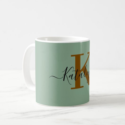 Personalized Black Monogram Coffee Mug with Name (Devant gauche)
