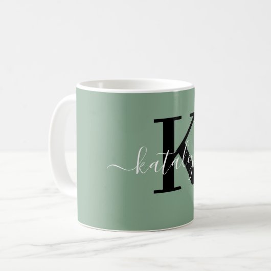 Personalized Black Monogram Coffee Mug with Name (Devant gauche)