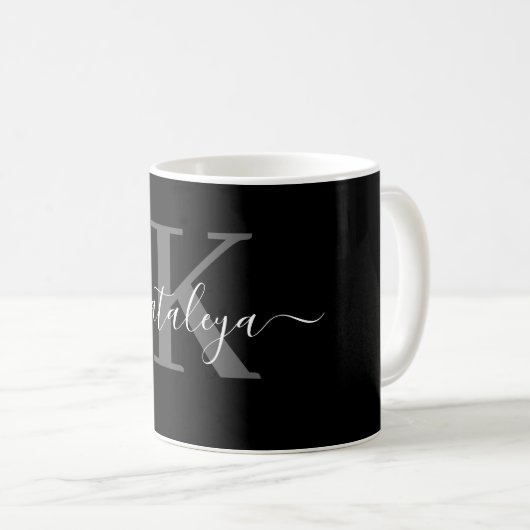 Personalized Black Monogram Coffee Mug with Name (Devant droit)