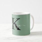 Personalized Black Monogram Coffee Mug with Name Koffiemok (Voorkant rechts)