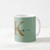 Personalized Black Monogram Coffee Mug with Name Koffiemok (Voorkant rechts)
