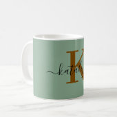 Personalized Black Monogram Coffee Mug with Name Koffiemok (Voorkant links)