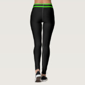 Personalized Black Neon Green Stripes Custom Text Leggings (Achterkant)