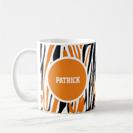 Personalized Black & Orange Animal Print Mug Koffiemok