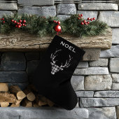 Personalized Black Plaid Deer Christmas Stockings Grote Kerstsok