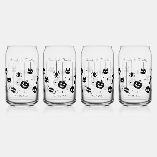 Personalized Black Text Spooky Wedding Blikvorm Glas (Voorkant)