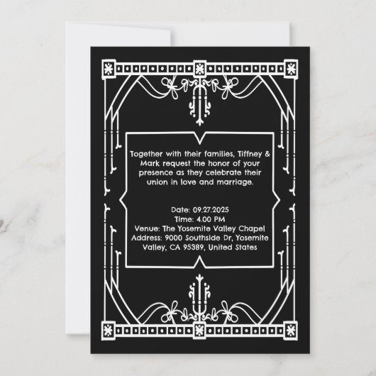 Personalized Black Wedding Invitation Card (Devant)