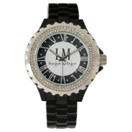 Personalized Black & White Bow Horloge