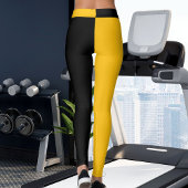 Personalized Black Yellow Orange Stripes Yoga Gift Leggings