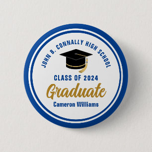 Personalized Blue Afstuderen 2023 Graduation Party Ronde Button 5,7 Cm