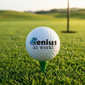 Personalized Blue and Black Brain, Genius at Work Golfballen