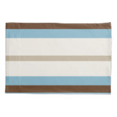 Personalized Blue Brown Stripe Monogram Coastal Kussensloop (Achterkant)