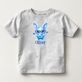 Personalized Blue Bunny Toddler Boy Kinder Shirts (Voorkant)
