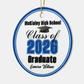 Personalized Blue Class of 2026 Graduation Photo Keramisch Ornament (Links)
