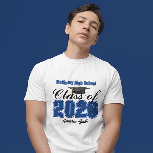 Personalized Blue Class of 2026 Graduation T-shirt