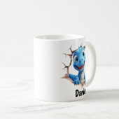 Personalized Blue Dinosaur Mug | Kids Gift (Devant droit)