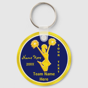 PERSONALIZED Blue en Gold Cheap Cheerleader Gifts Sleutelhanger