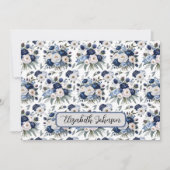 Personalized Blue Floral Botanical Note Card Notitiekaartje (Voorkant)