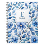 Personalized Blue Floral Classic Notebook Notitieboek (Voorkant)