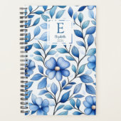Personalized Blue Floral Monthly & Weekly Planner (Voorkant)