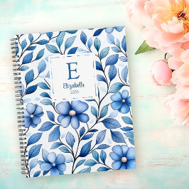 Personalized Blue Floral Monthly & Weekly Planner