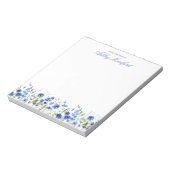 Personalized Blue Floral Notepad Notitieblok (Gedraaid)