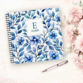 Personalized Blue Floral Square Notebook Notitieboek