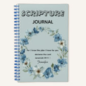 Personalized blue flower Bible Scripture jeremiah Notitieboek (Voorkant)
