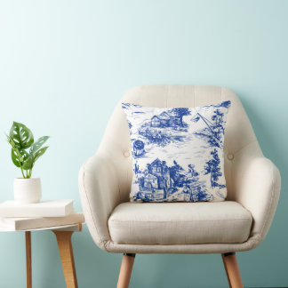 Personalized Blue French Toile  Kussen